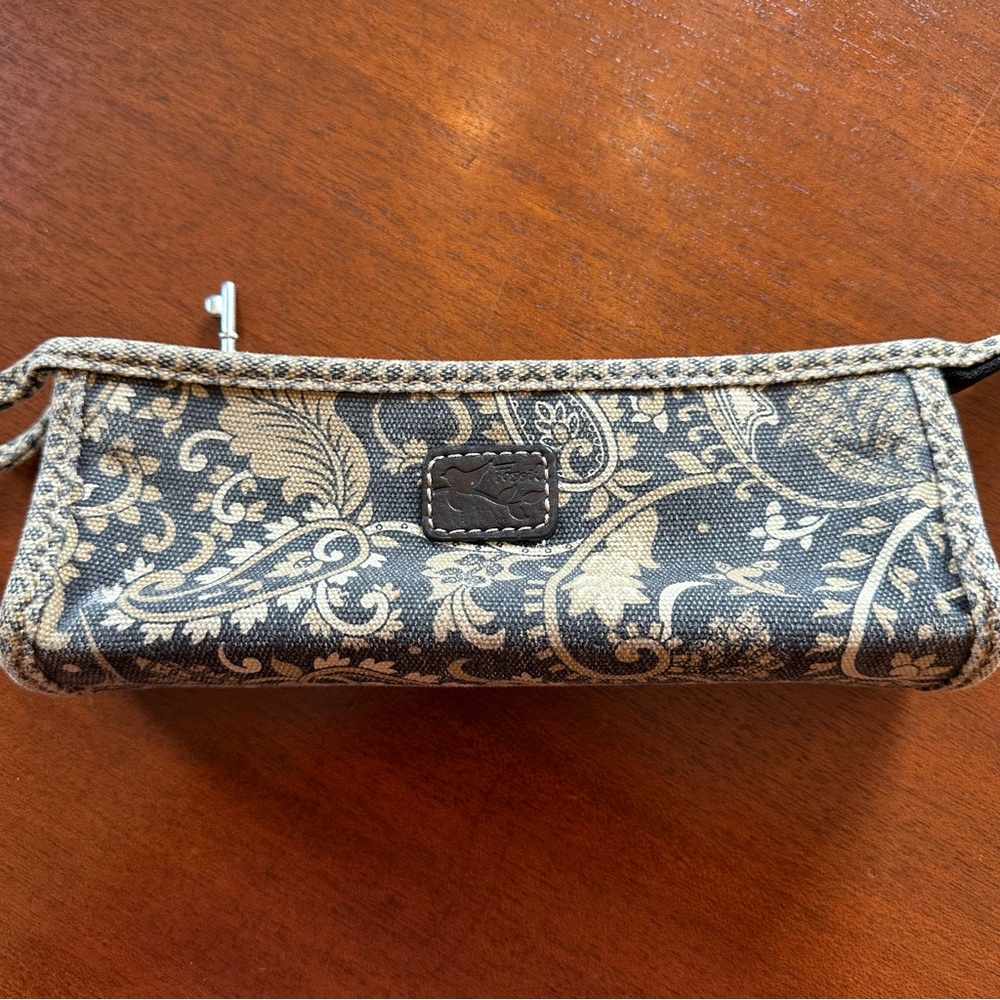 Vintage Fossil Paisley Canvas Makeup or Pencil Case